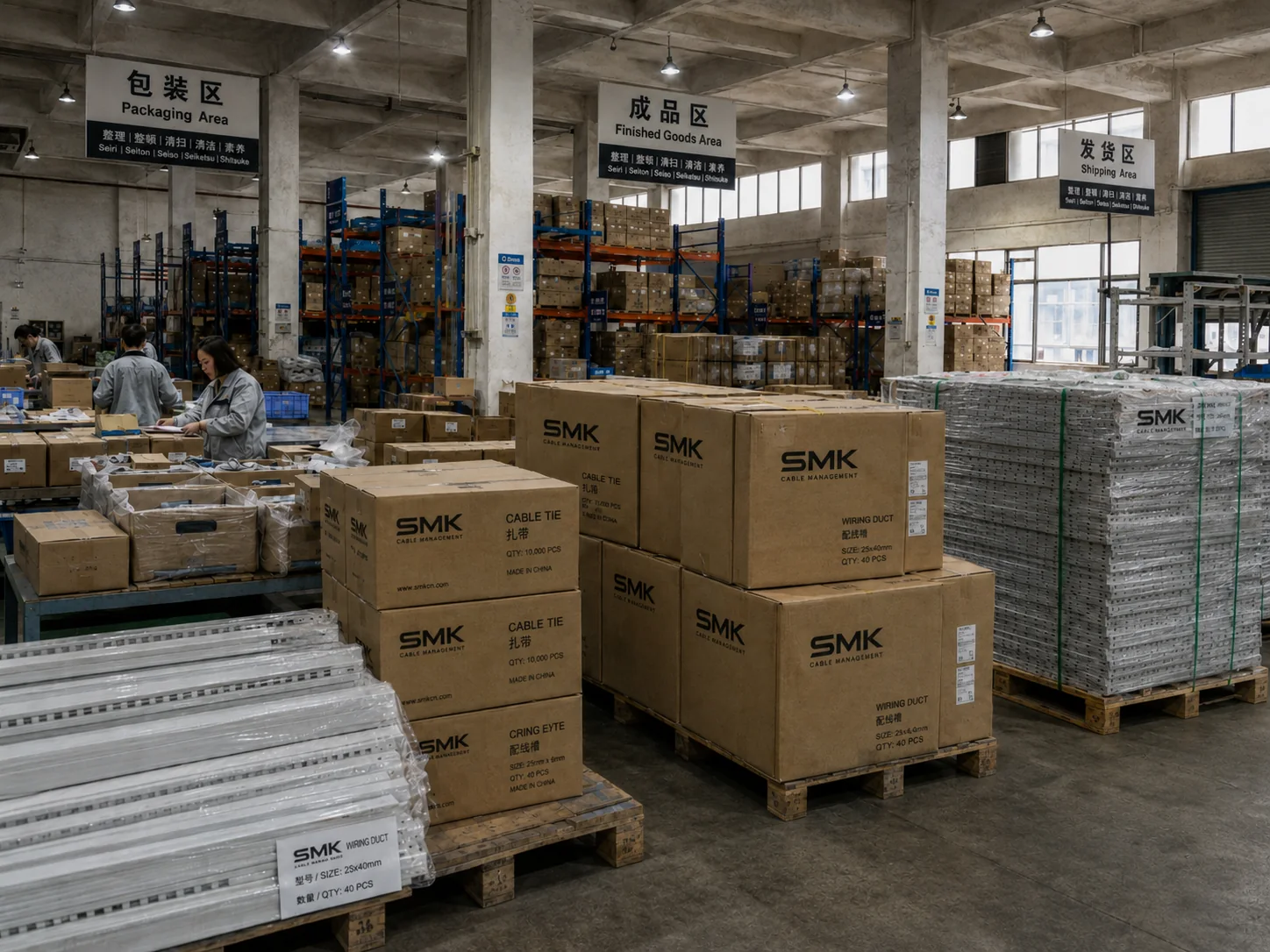 SMK finished goods packaging and shipment preparation area