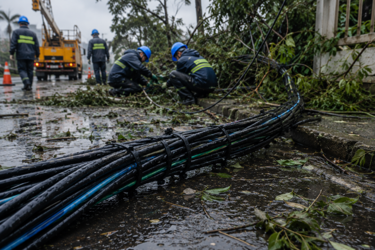 UV resistant cable ties securing outdoor cables during Typhoon BAVI