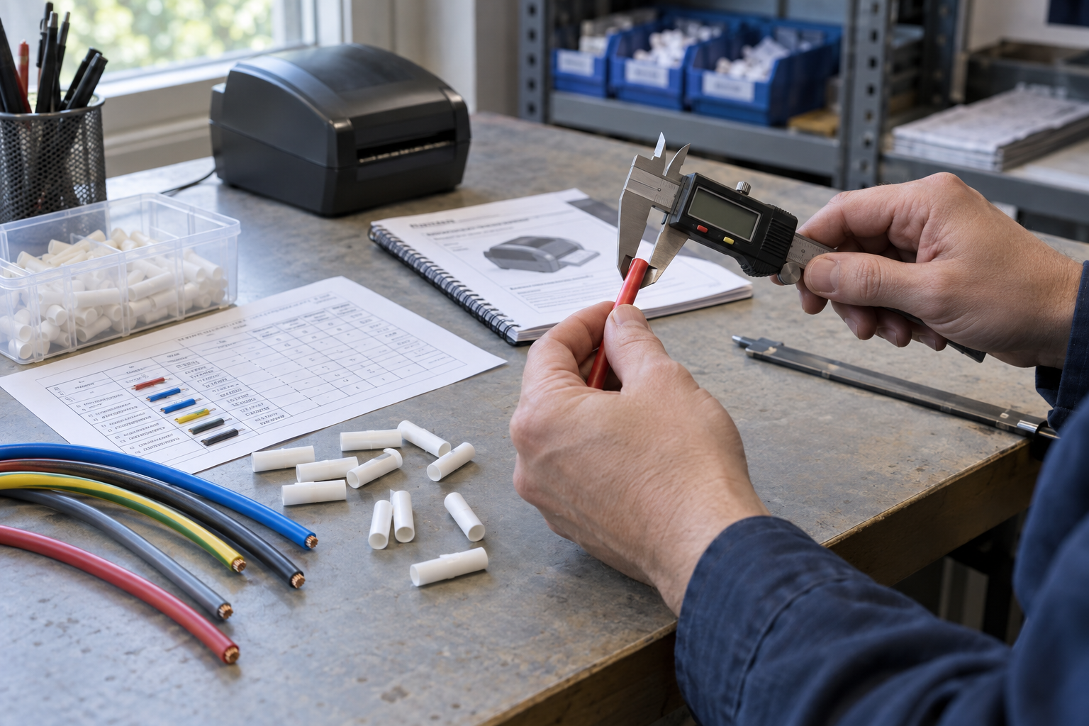 Measuring insulated wire outside diameter before selecting PVC marker tube size